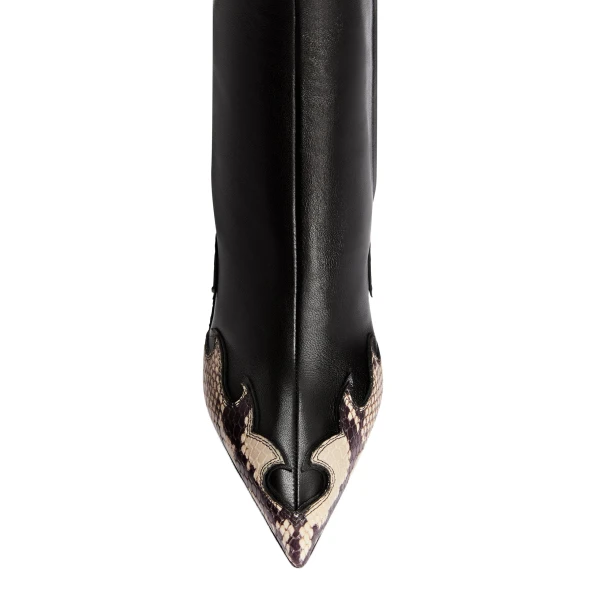 Lidia 105 Queen of Hearts Ankle Boots in Black and Natural Nappa and Python-Print Leather - Image 5