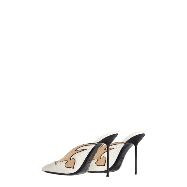 Lidia 105 Queen of Hearts Sabots in Cashmere and Bone China Suede and Croc-Embossed Leather - Image 3