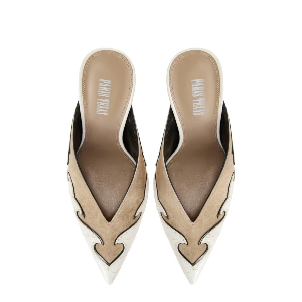 Lidia 105 Queen of Hearts Sabots in Cashmere and Bone China Suede and Croc-Embossed Leather - Image 5
