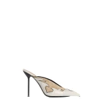 Paris Texas Lidia 105 Queen of Hearts Sabots in Cashmere and Bone China Suede and Croc-Embossed Leather