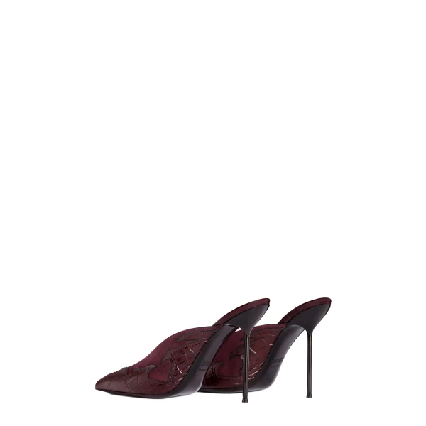 Lidia 105 Queen of Hearts Sabots in Rouge Noir Suede and Croc-Embossed Leather - Image 3