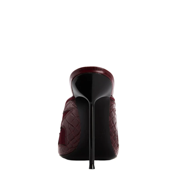 Lidia 105 Queen of Hearts Sabots in Rouge Noir Suede and Croc-Embossed Leather - Image 4