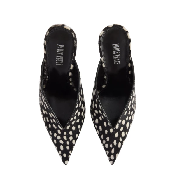 Lidia 105 Sabots in Black Lynx Printed Haircalf - Image 5