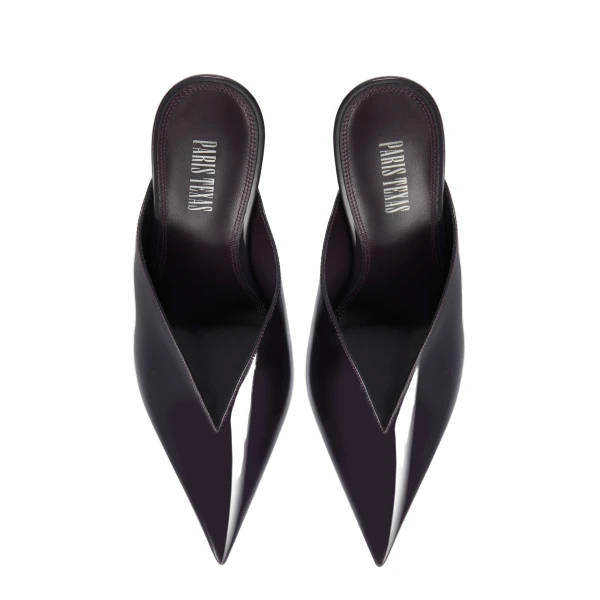 Lidia 105 Sabots in Violet Black Patent Leather - Image 5