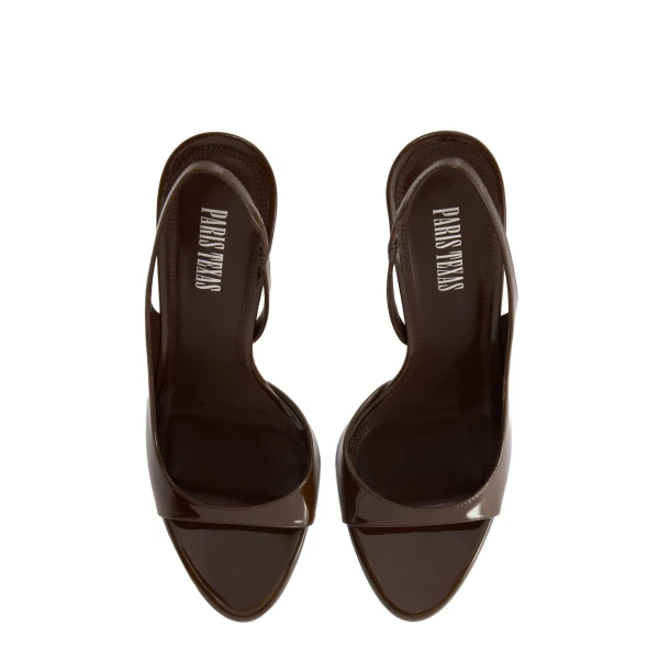 Lidia 105 Slingback Sandals in Ebano Patent Leather - Image 5