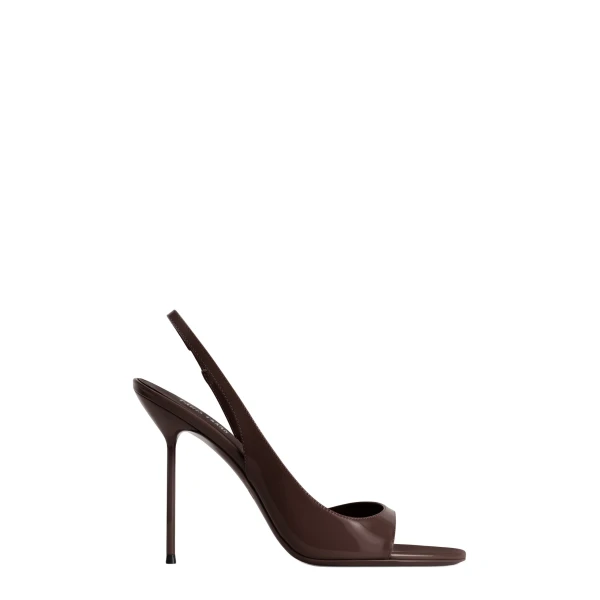Lidia 105 Slingback Sandals in Ebano Patent Leather
