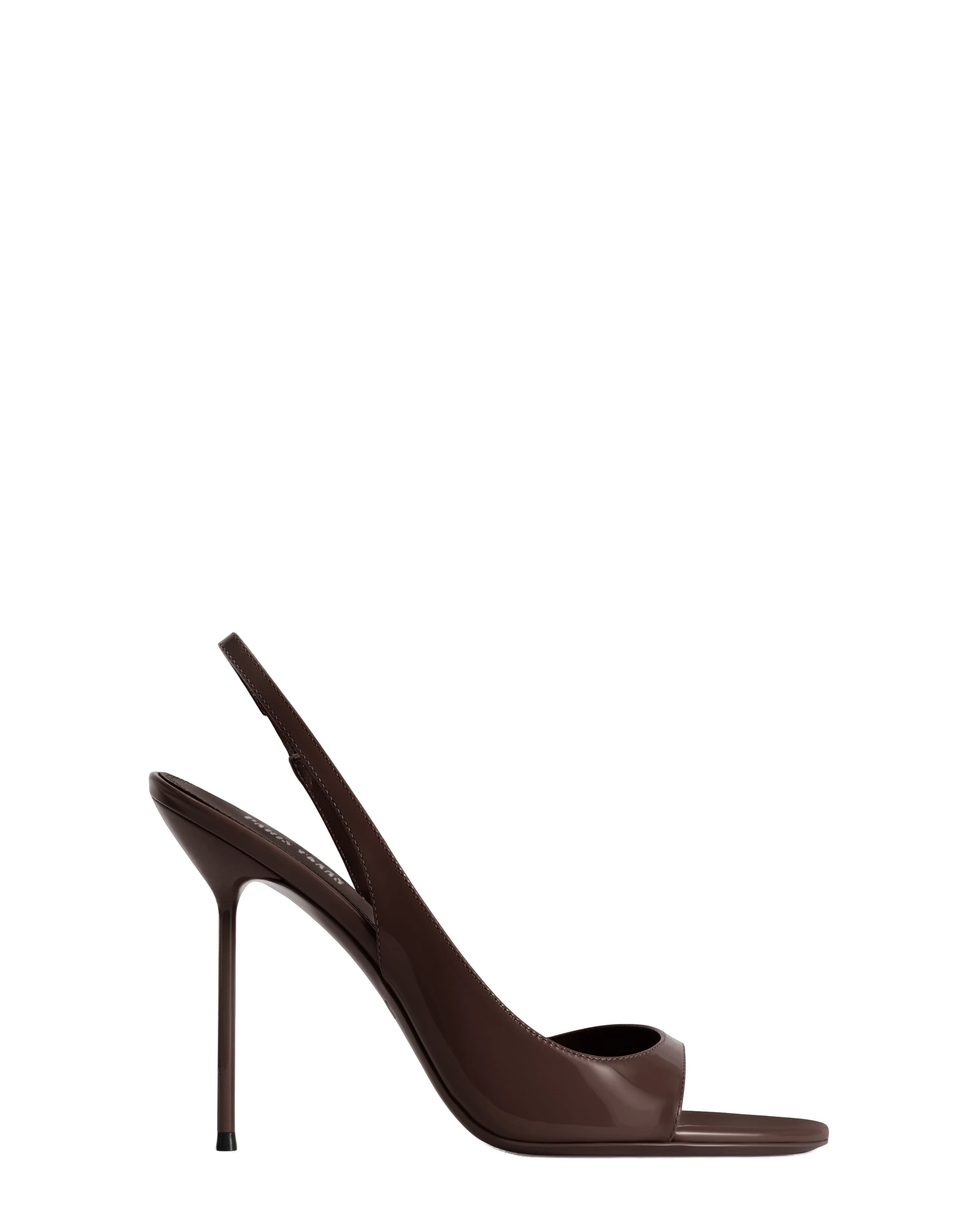 Paris Texas Lidia 105 Slingback Sandals in Ebano | Luxury Shoes Paris Texas Lidia 105 Slingback Sandals in Ebano Patent Leather