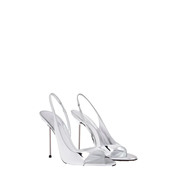 Lidia 105 Slingback Sandals in Silver Mirrored Leather - Image 2