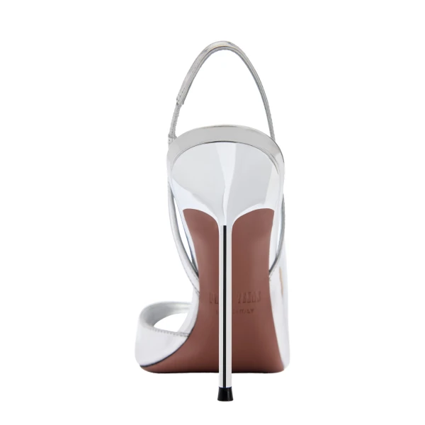 Lidia 105 Slingback Sandals in Silver Mirrored Leather - Image 4