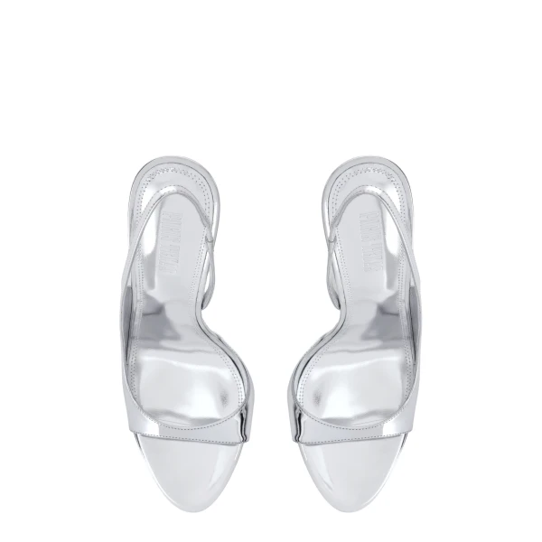 Lidia 105 Slingback Sandals in Silver Mirrored Leather - Image 5