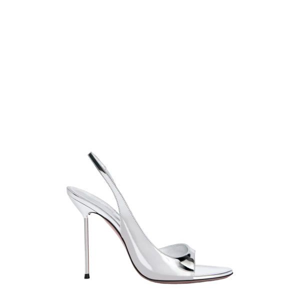 Paris Texas Lidia 105 Slingback Sandals in Silver Mirrored Leather