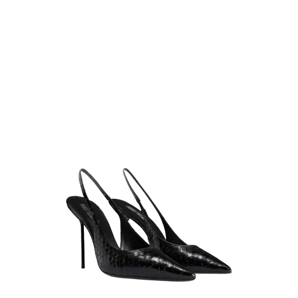 Lidia 105 Slingbacks in Black Python-Print Leather - Image 2