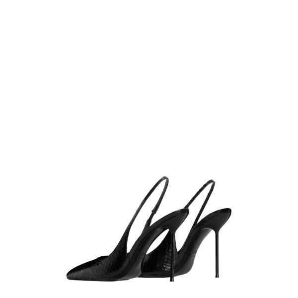 Lidia 105 Slingbacks in Black Python-Print Leather - Image 3