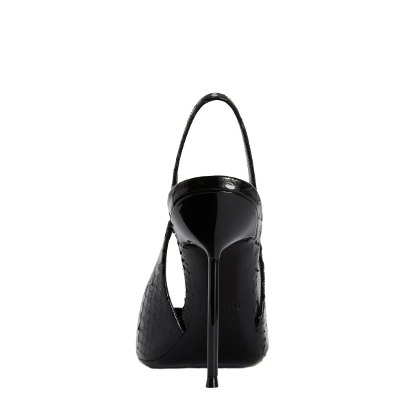 Lidia 105 Slingbacks in Black Python-Print Leather - Image 4