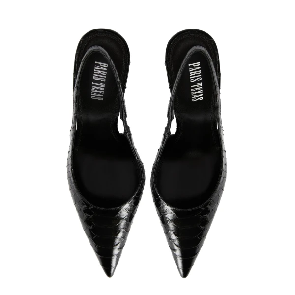 Lidia 105 Slingbacks in Black Python-Print Leather - Image 5