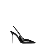 Paris Texas Lidia 105 Slingbacks in Black Python-Print Leather
