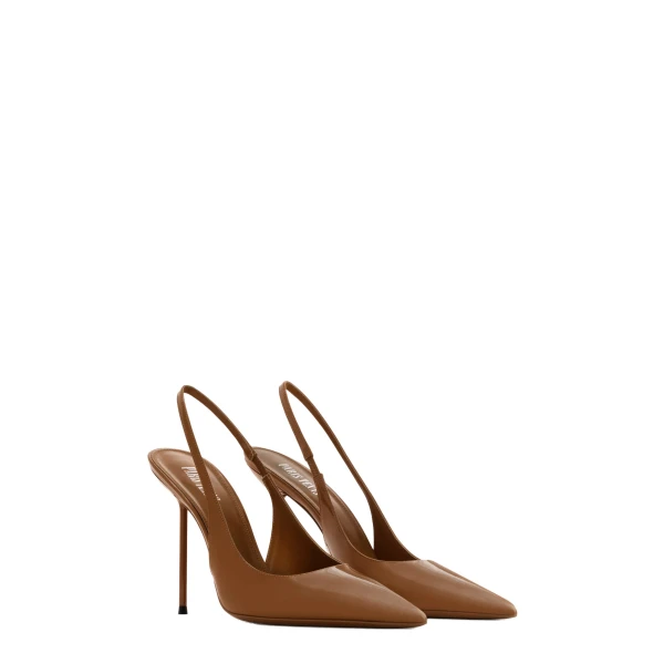 Lidia 105 Slingbacks in Coffee Patent Leather - Image 2