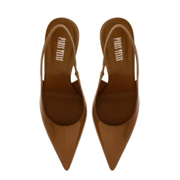 Lidia 105 Slingbacks in Coffee Patent Leather - Image 5