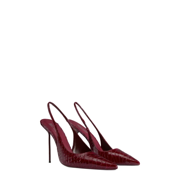 Lidia 105 Slingbacks in Deep Red Python-Print Leather - Image 2