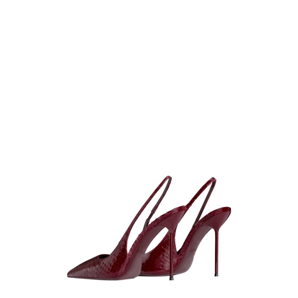 Lidia 105 Slingbacks in Deep Red Python-Print Leather - Image 3