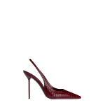 Paris Texas Lidia 105 Slingbacks in Deep Red Python-Print Leather