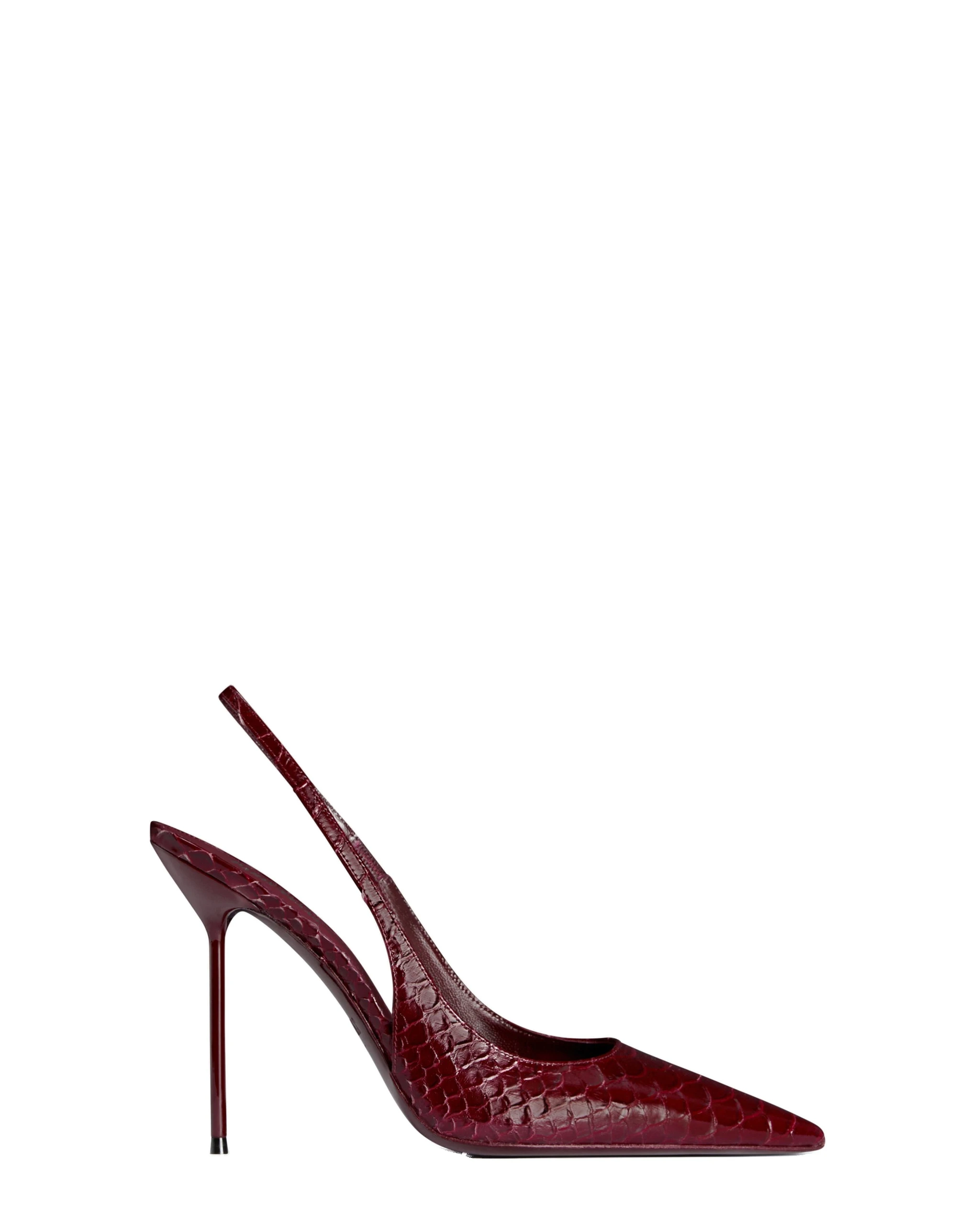 Paris Texas Lidia 105 Slingbacks in Deep Red | Luxury Shoes Paris Texas Lidia 105 Slingbacks in Deep Red Python-Print Leather