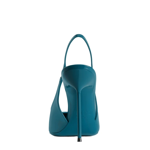 Lidia 105 Slingbacks in Deep Teal Patent Leather - Image 4