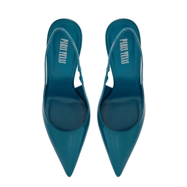 Lidia 105 Slingbacks in Deep Teal Patent Leather - Image 5