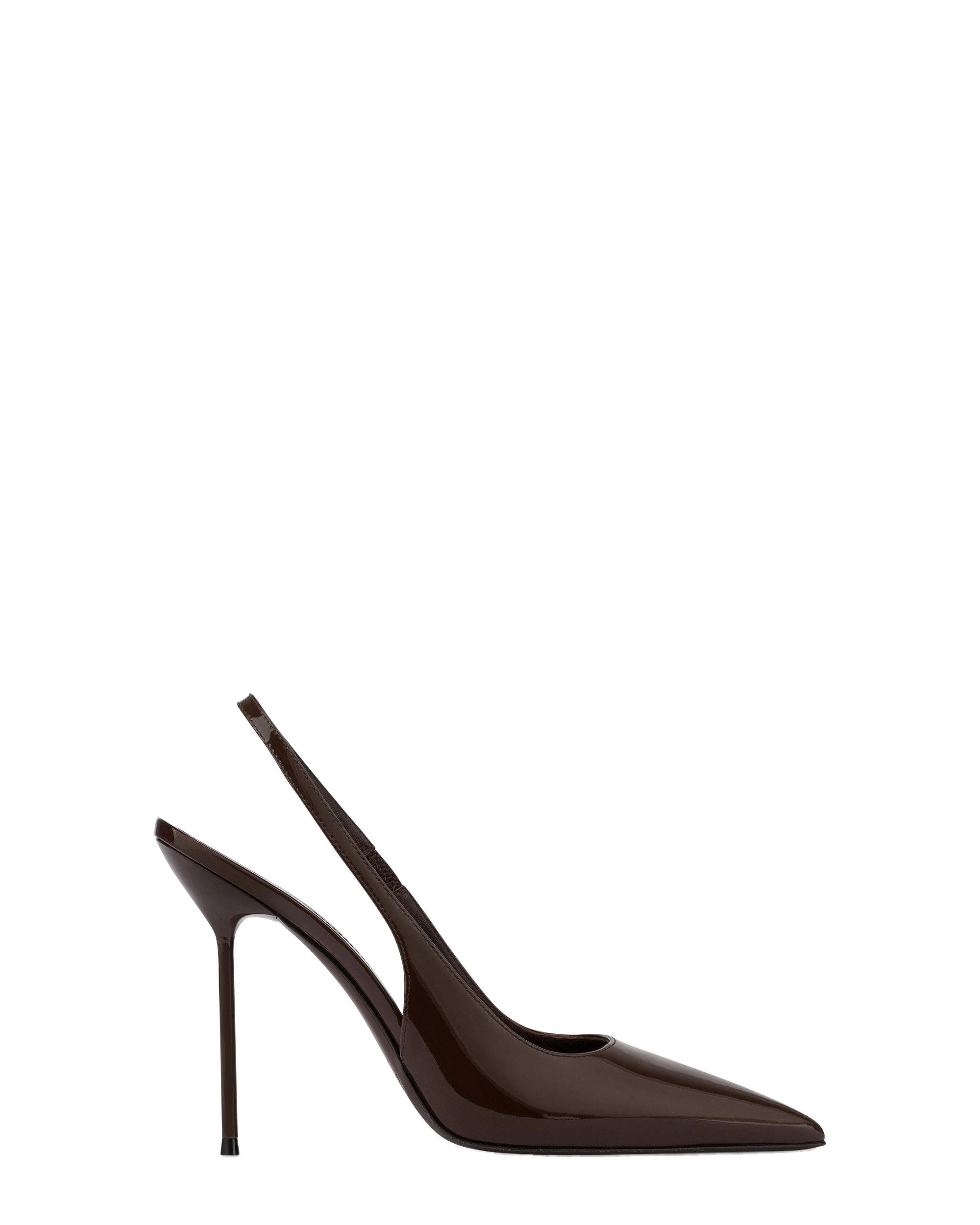 Paris Texas Lidia 105 Slingbacks in Ebano | Luxury Shoes Paris Texas Lidia 105 Slingbacks in Ebano Patent Leather
