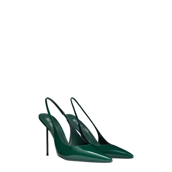 Lidia 105 Slingbacks in Green Noir Patent Leather - Image 2