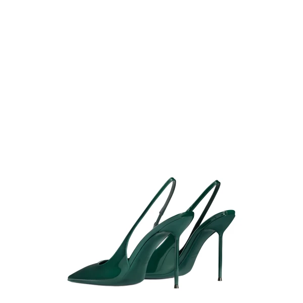Lidia 105 Slingbacks in Green Noir Patent Leather - Image 3