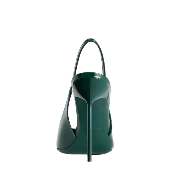 Lidia 105 Slingbacks in Green Noir Patent Leather - Image 4