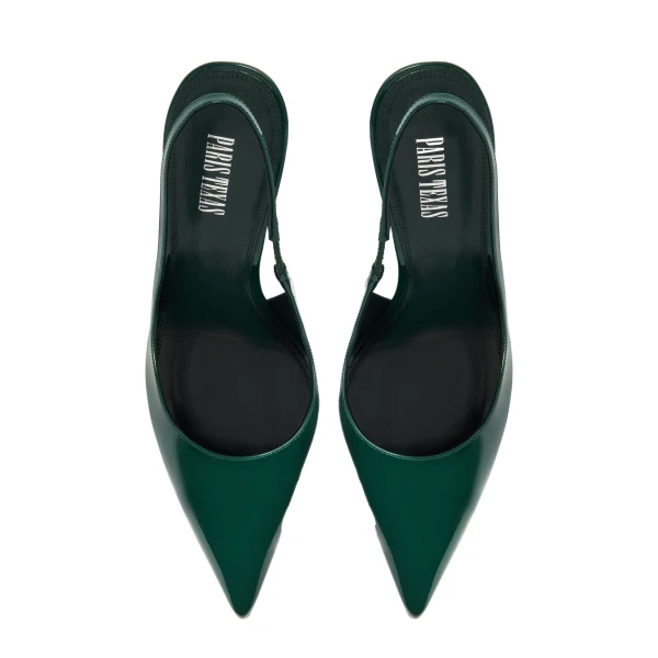 Lidia 105 Slingbacks in Green Noir Patent Leather - Image 5