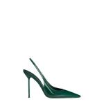 Paris Texas Lidia 105 Slingbacks in Green Noir Patent Leather