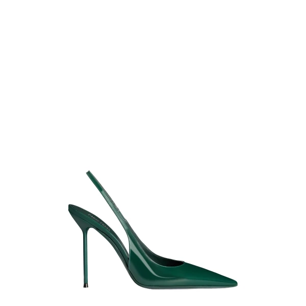 Paris Texas Lidia 105 Slingbacks in Green Noir Patent Leather