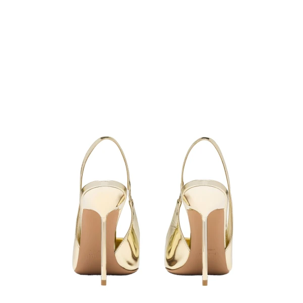 Lidia 105 Slingbacks in Silver Mirrored Leather - Image 4