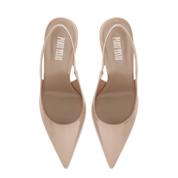 Lidia 105 Slingbacks in Taupe Patent Leather - Image 5