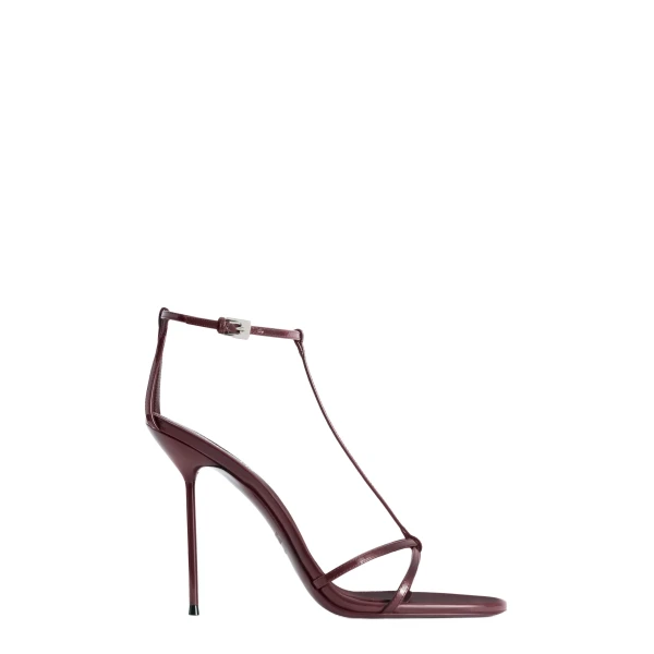 Paris Texas Lidia 105 T Strap Sandals in Amarena Patent Leather