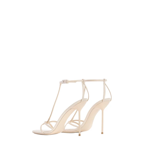 Lidia 105 T Strap Sandals in Avorio Patent Leather - Image 3