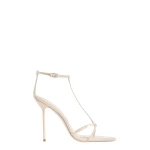 Paris Texas Lidia 105 T Strap Sandals in Avorio Patent Leather