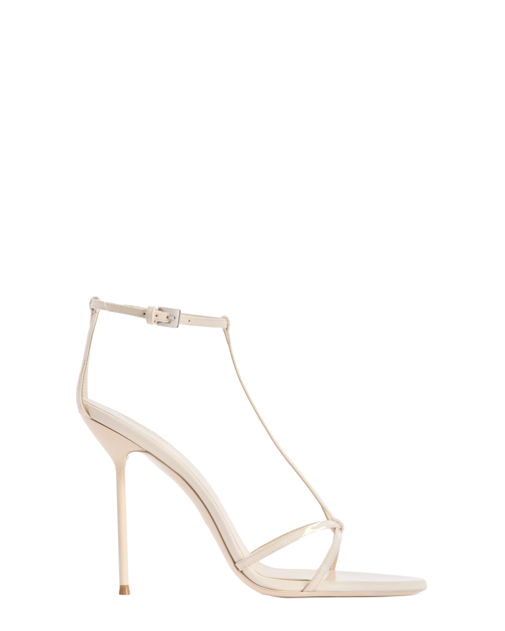 Paris Texas Lidia 105 Sandals in Avorio | Luxury Shoes Paris Texas Lidia 105 T Strap Sandals in Avorio Patent Leather
