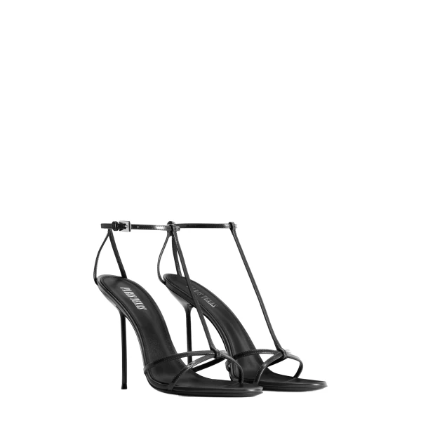 Lidia 105 T Strap Sandals in Black Patent Leather - Image 2