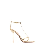 Paris Texas Lidia 105 T Strap Sandals in Gold Mirrored Leather