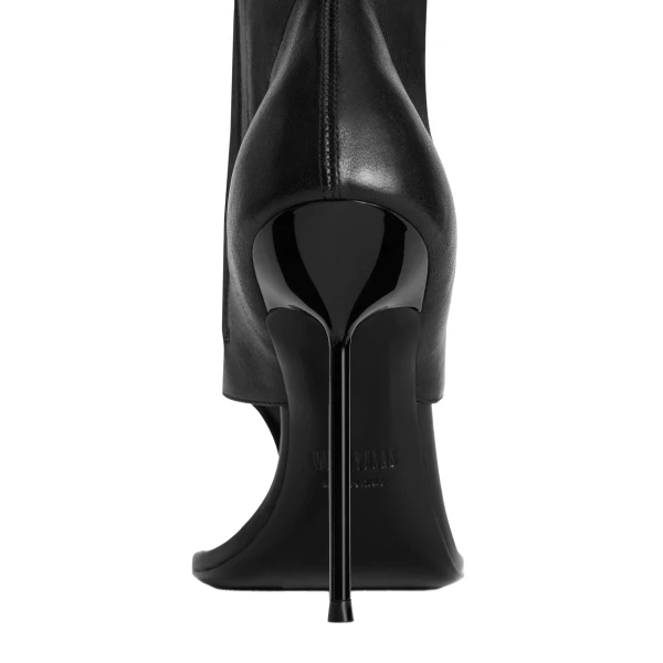 Lidia 105 Thong Boots in Black Stretch Nappa Leather - Image 4