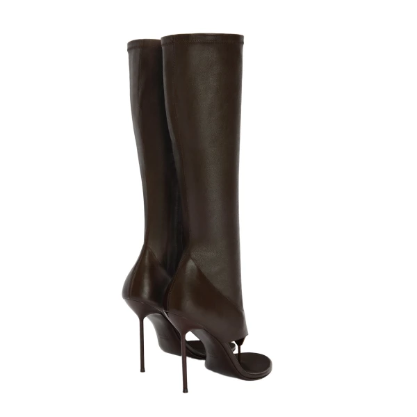 Lidia 105 Thong Boots in Ebony Stretch Nappa Leather - Image 3