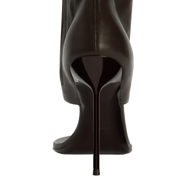 Lidia 105 Thong Boots in Ebony Stretch Nappa Leather - Image 4