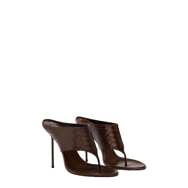 Lidia 105 Thong Mules in Ebano Python-Print Leather - Image 2