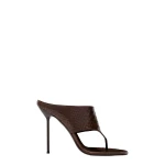 Paris Texas Lidia 105 Thong Mules in Ebano Python-Print Leather