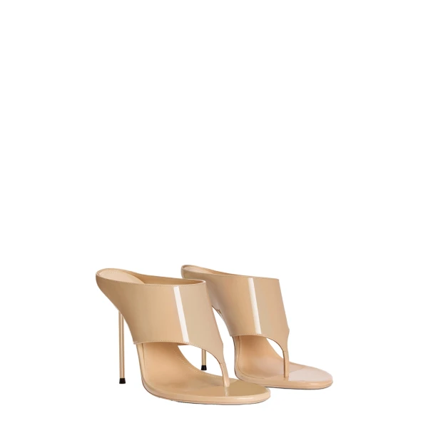 Lidia 105 Thong Mules in Honey Patent Leather - Image 2
