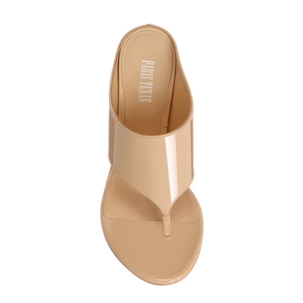 Lidia 105 Thong Mules in Honey Patent Leather - Image 5